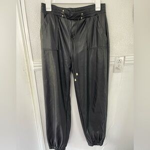Faux Black Leather Jogger Pants